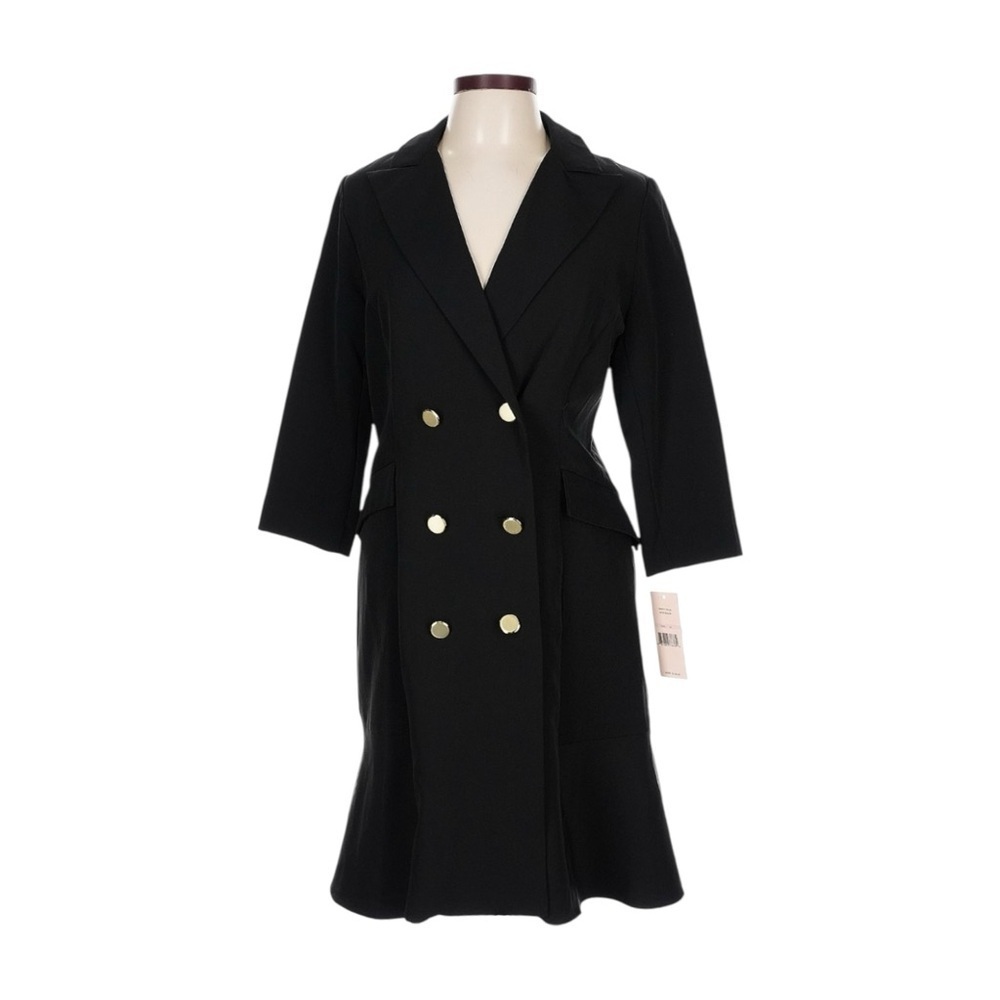 Nanette Lepore Black Longline Blazer Jacket Gold Button Detail Size 10 NWT